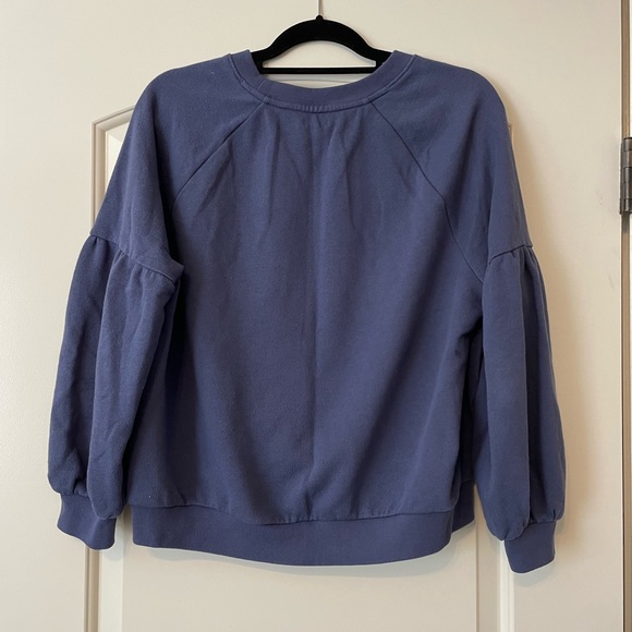 Aerie dark blue crew neck sweatshirt with puff sleeves size medium - Picture 4 of 4